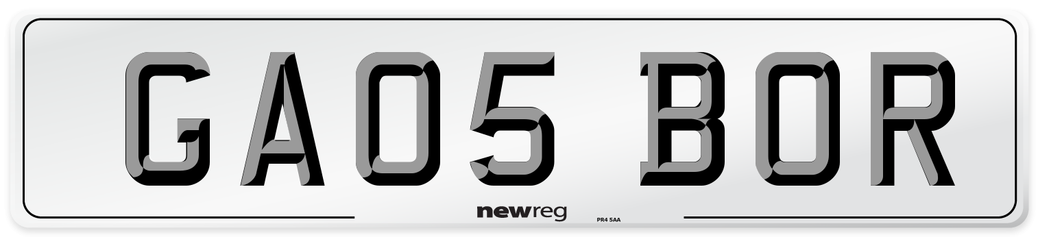 GA05 BOR Number Plate from New Reg